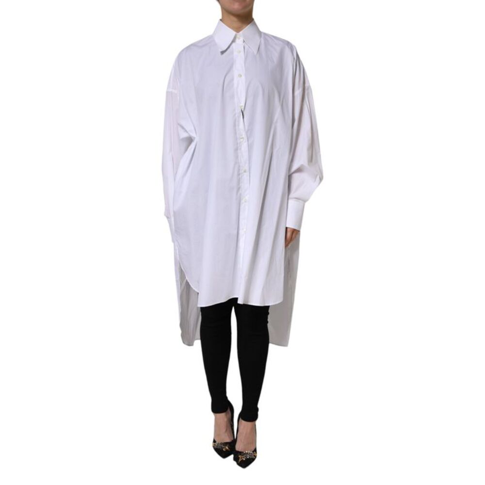 Dolce & Gabbana White Cotton Collared Shirt Long Sleeve Women's Top